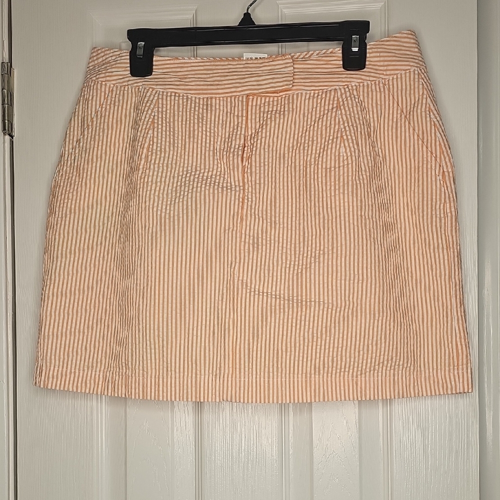Striped Peach Mini Skirt with Front‎ Seams